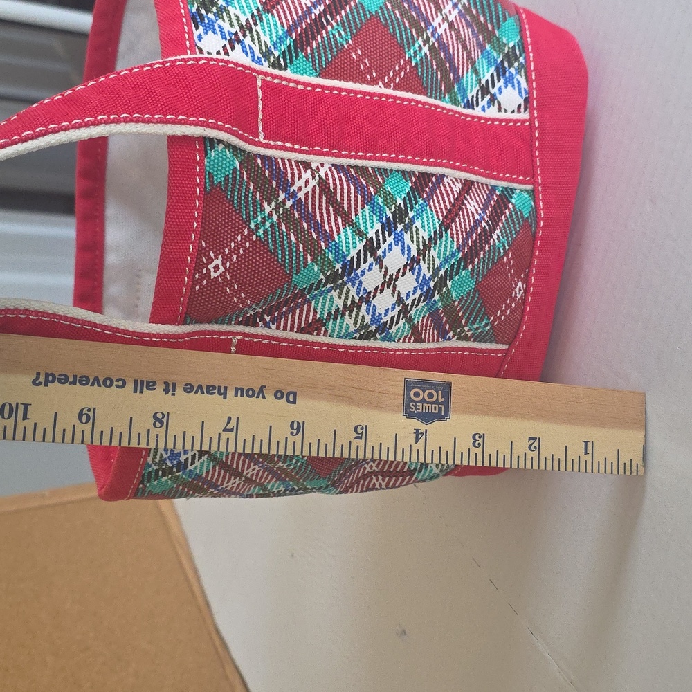 Lands’ End Plaid Tote – Red Handles, Canvas Carryall Boat Tote - Picture 8 of 14